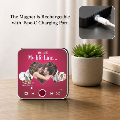 Personalized You are My Life Line Musical Fridge Magnet Rechargeable with Type-C Charging Custom Photo & Audio Music Player Gift for Anniversary, Wedding, or Birthday